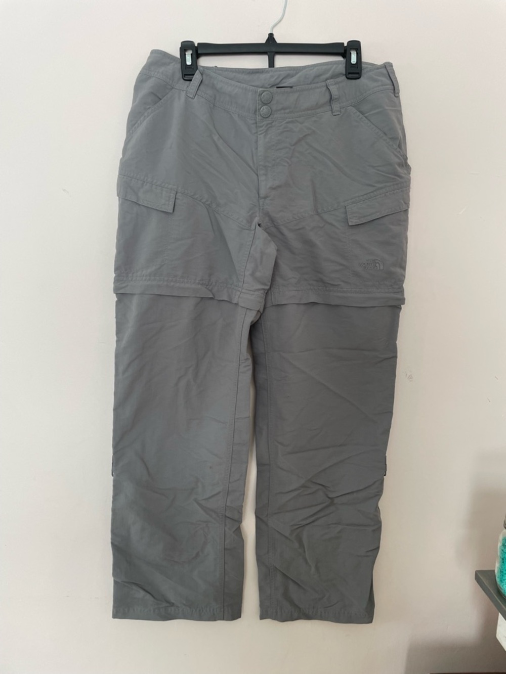 The North Face Convertible Pants Womens Sz 14 Gray  Hiking Outdoor Cargo 3in1